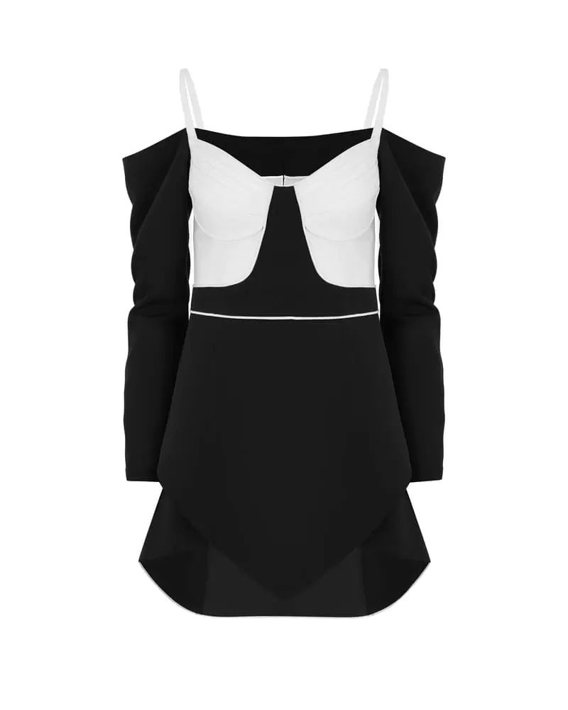 Eustoma DRESS BLACK/WHITE