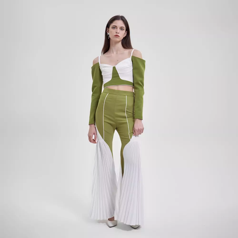 Eustoma BLOUSE GREEN/WHITE
