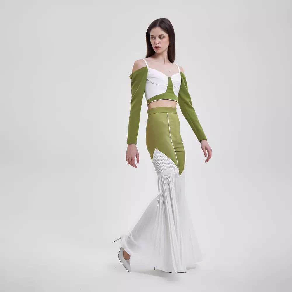 Eustoma BLOUSE GREEN/WHITE
