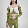 Eustoma BLOUSE GREEN/WHITE