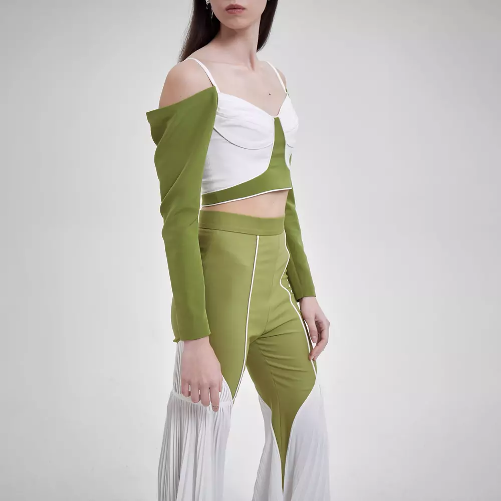 Eustoma BLOUSE GREEN/WHITE
