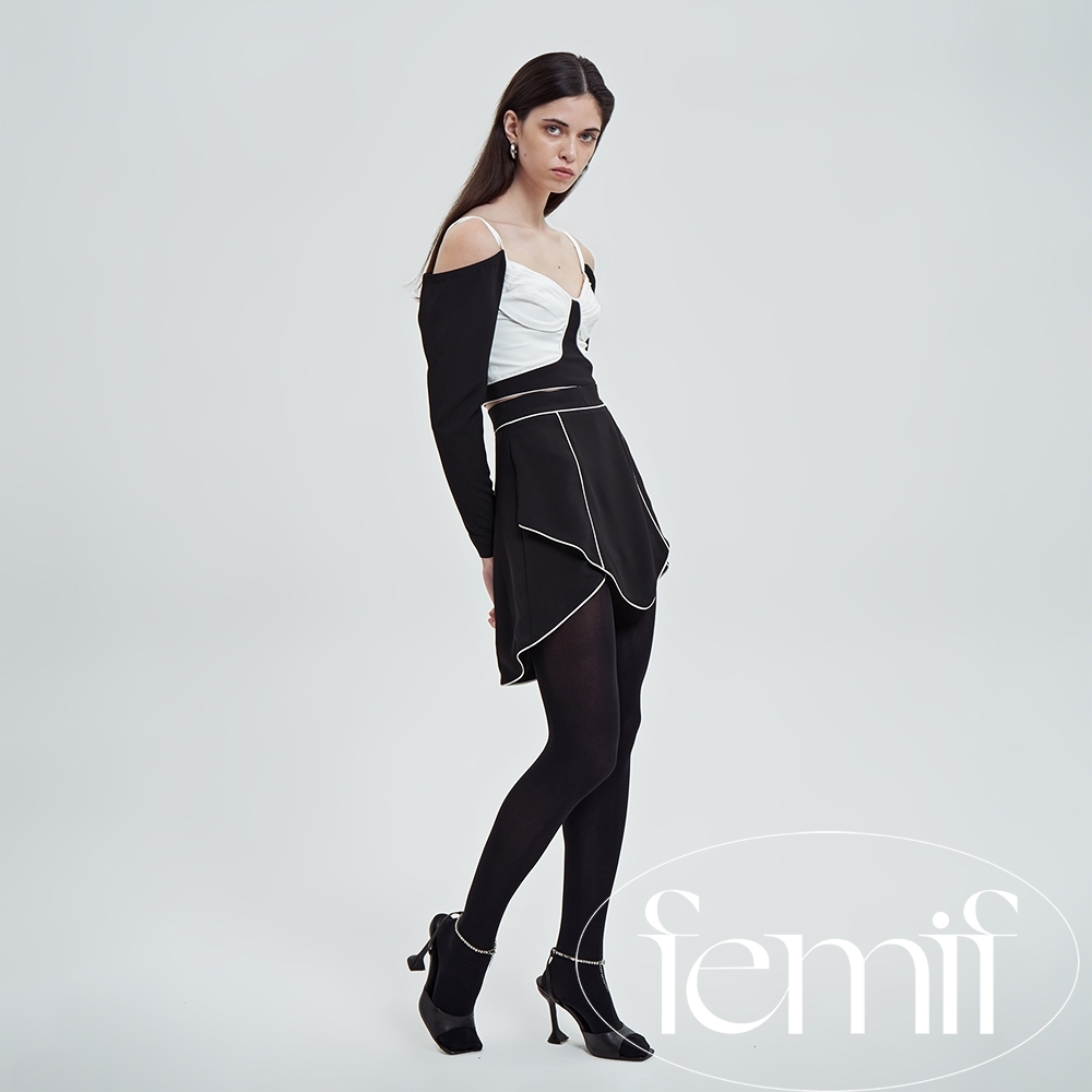 Eustoma BLOUSE BLACK/WHITE