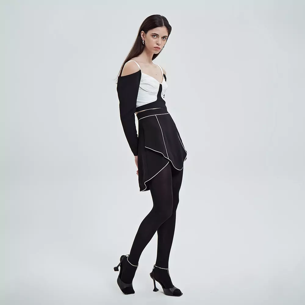 Eustoma BLOUSE BLACK/WHITE