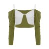 Eustoma BLOUSE GREEN/WHITE