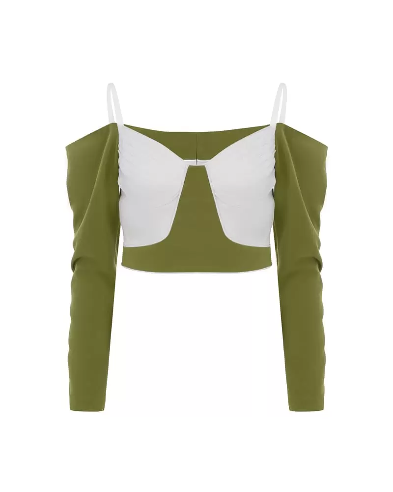 Eustoma BLOUSE GREEN/WHITE