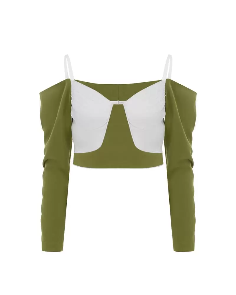 Eustoma BLOUSE GREEN/WHITE
