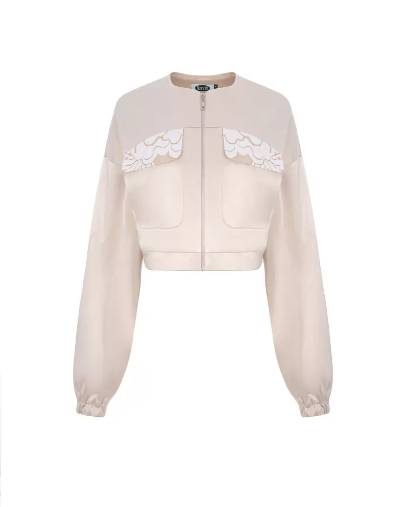 Bomber jacket CALLA spring satin beige